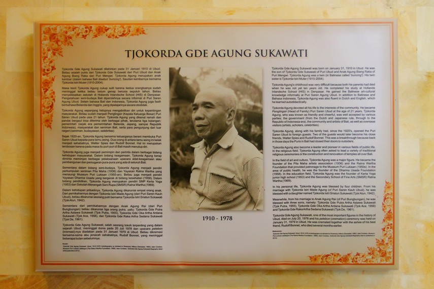 Tjokorda Gde Agung Sukawati (Raja Ubud) merupakan salah satu tokoh penting di balik berdirinya museum ini
