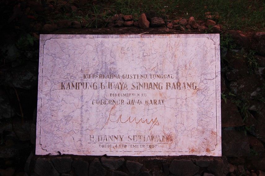 Kampung Budaya Sindang Barang diresmikan pada 4 September 2007 oleh gubernur Jawa Barat, Danny Setiawan