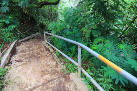 Menuju Curug Ciputri, pengunjung akan melewati beberapa anak tangga sebelum tiba di lokasi air terjun