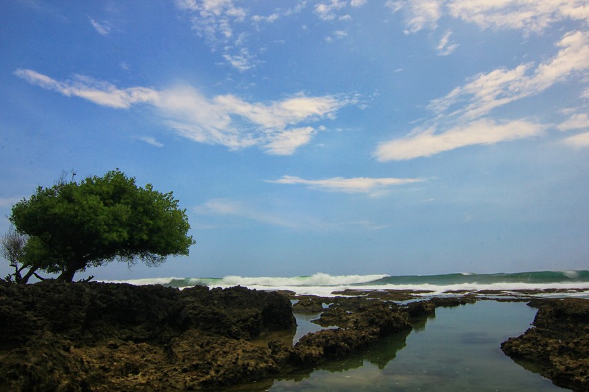 Ombak di Pantai Pasir Putih Cihara memiliki ketinggian ombak yang dapat mencapai sekitar 3 meter