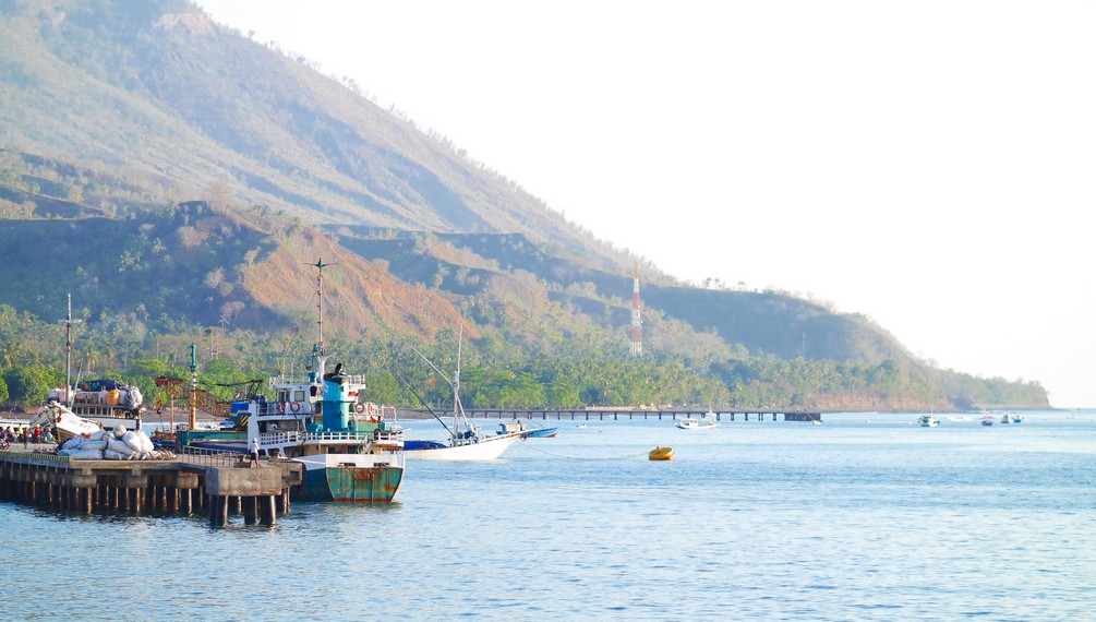 Pengunjung dapat melihat aktivitas nelayan di laut dengan kesibukan bongkar muat barang di Pelabuhan Ende