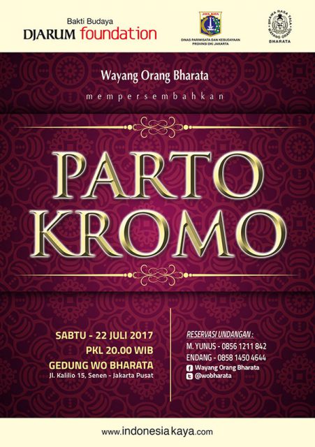 Wayang Orang Bharata Mempersembahkan Pertunjukan “Parto Kromo”