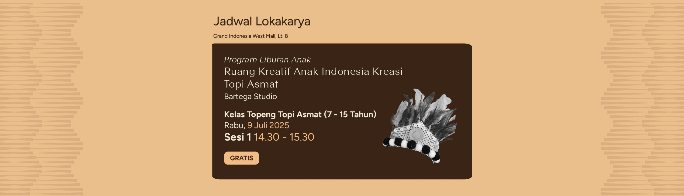 Ruang Kreatif : Membuat Topi Asmat Bersama Bartega Studio – Sesi 1