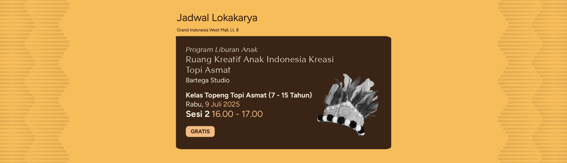 Ruang Kreatif : Membuat Topi Asmat Bersama Bartega Studio – Sesi 2
