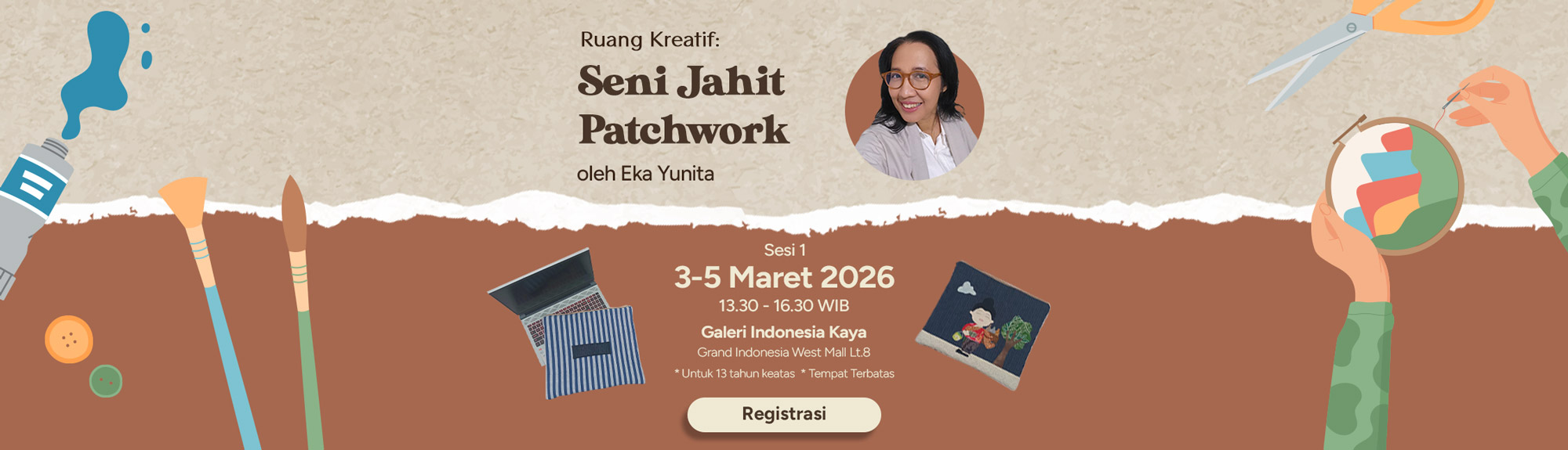 Ruang Kreatif : Seni Jahit Patchwork oleh Eka Yunita – Sesi 1