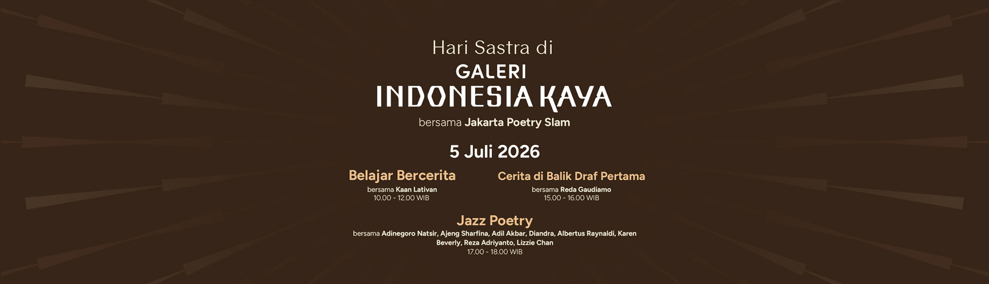 Hari Sastra di Galeri Indonesia Kaya: “Kata yang Kita Wariskan” Galeri Indonesia Kaya x Jakarta Poetry Slam