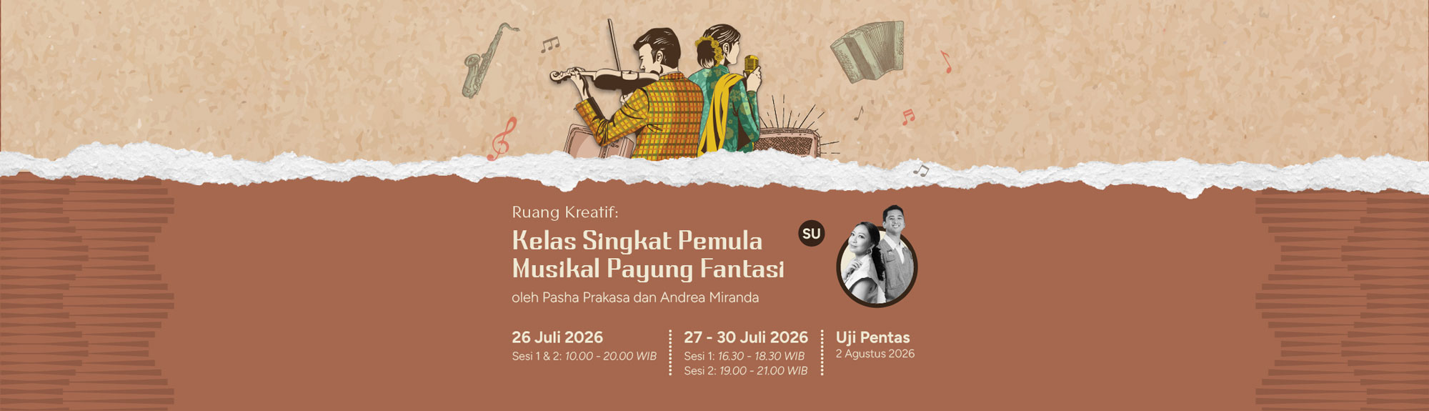 Ruang Kreatif Kelas Singkat Pemula: Musikal Payung Fantasi oleh Pasha Prakasa dan Andrea Miranda